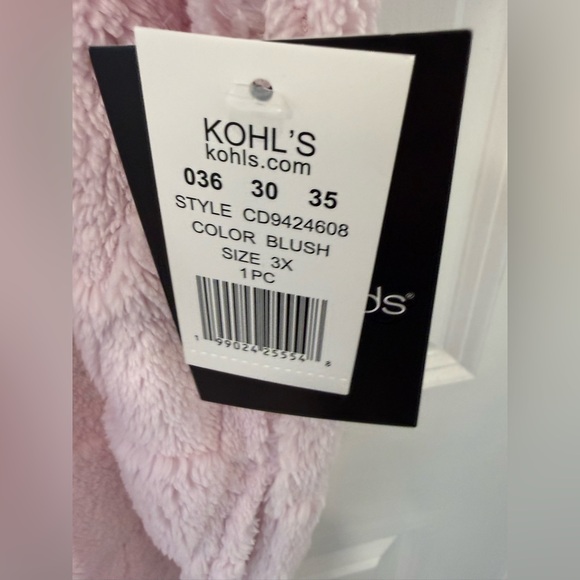 NWT Cuddl Duds Checkerboard Plush Hooded Midi Lounger Pink Size 3X - Picture 4 of 5